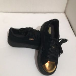Puma platform sneakers with gold toe